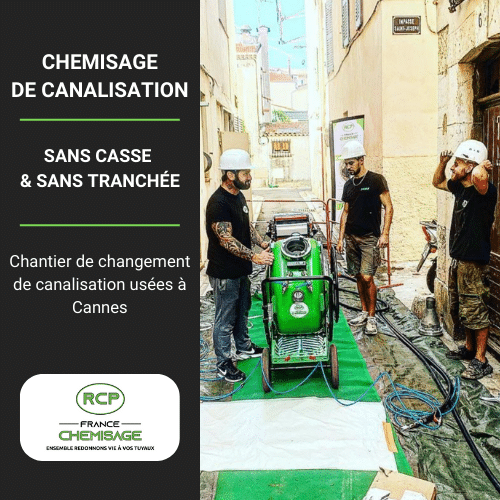 Chemisage d'une canalisation d'eau usée à Cannes